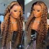 Water wave human hair 13x4 piano color frontal wig