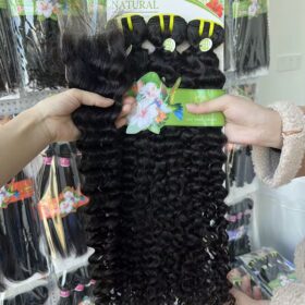 Grade 12A deep wave packet hair set. 3 bundles+5x5 HD closure