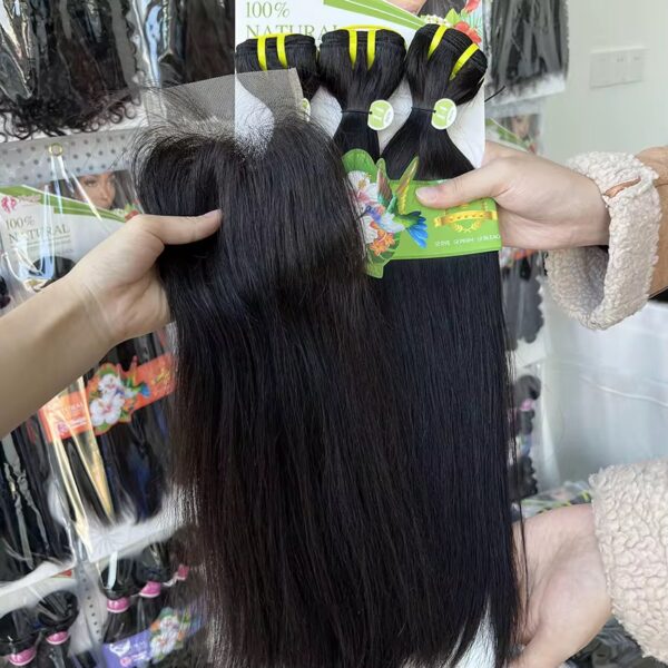 Grade 12A Straight packet hair set. 3 bundles+5x5 HD closure