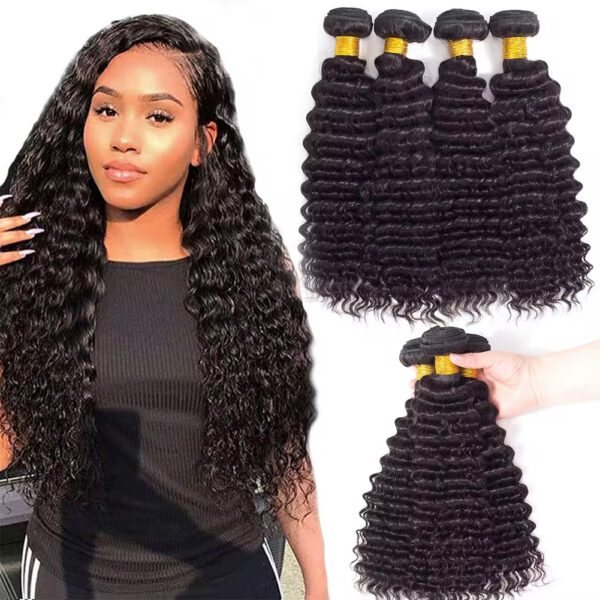 Grade 12A deep wave packet hair set. 3 bundles+5x5 HD closure - Image 3