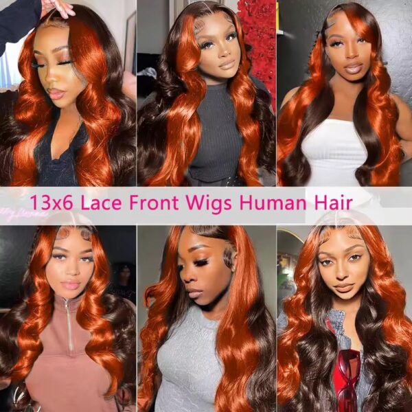 Ginger Black Mix Body Wave 13x6 Human Hair Wig - Image 4