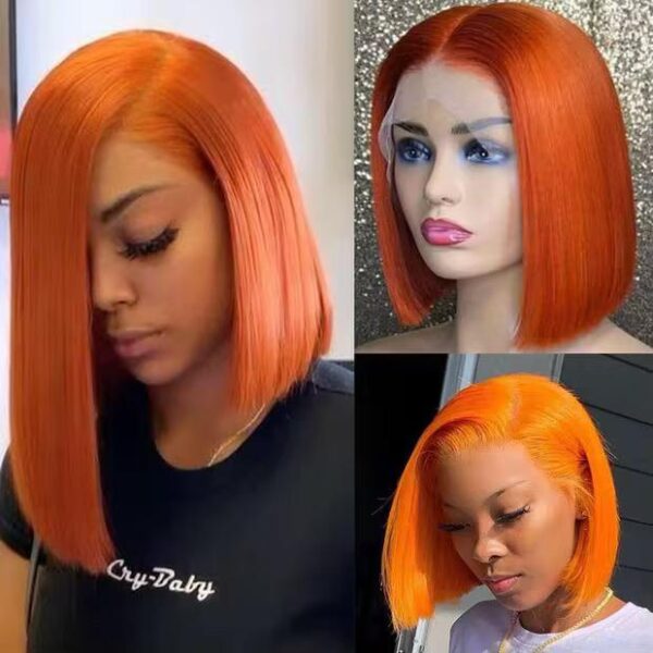 Orange Ginger Straight Bob 13x4 lace wig - Image 5