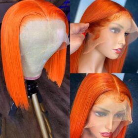 Orange Ginger Straight Bob 13x4 lace wig