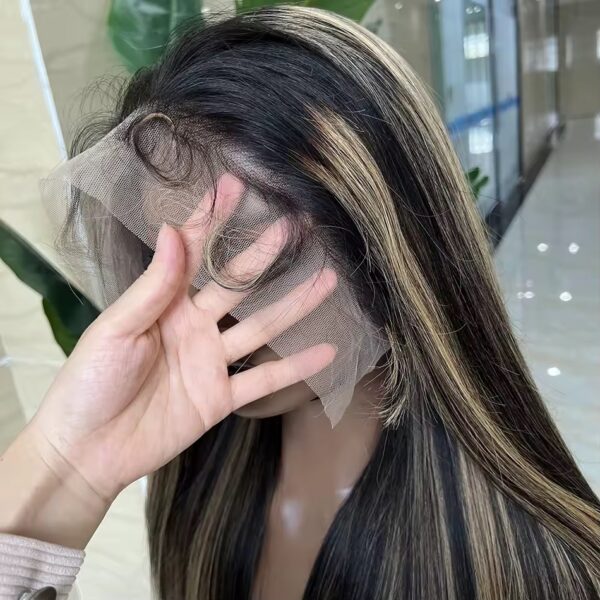 Brazilian P1B 27 highlights straight human hair wig - Image 2