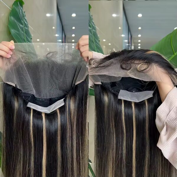 Brazilian P1B 27 highlights straight human hair wig - Image 3