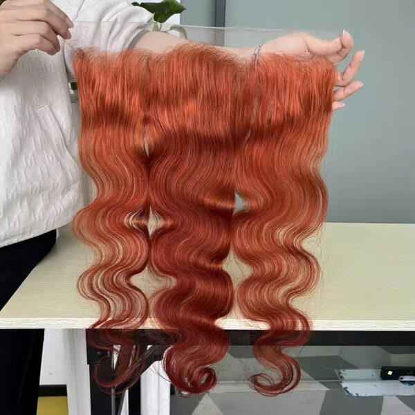 Brazilian #350 ginger orange wavy/straight frontal and closure - Image 3