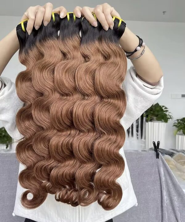 Brazilian Color 1B/30 & #4 wavy/straight Human Hair Bundle - Image 6