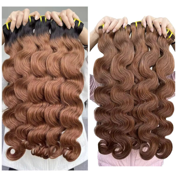Brazilian Color 1B/30 & #4 wavy/straight Human Hair Bundle