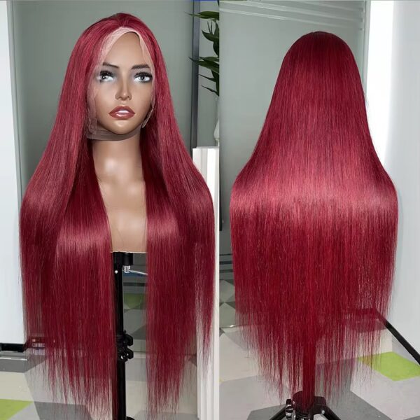 13x4 HD Straight Lace Frontal Color 99j SDD Human Hair Wig - Image 2